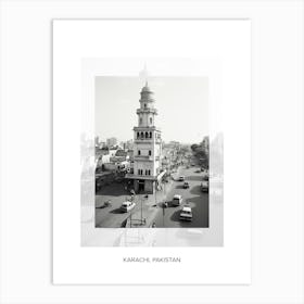 Poster Of Karachi, Pakistan, Black And White Old Photo 3 Art Print