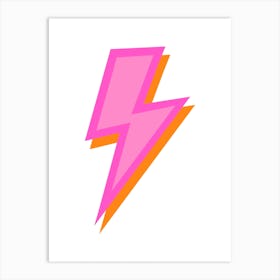 Lightning Bolt Pink and Orange Art Print