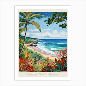 Poster Of Hapuna Beach, Hawaii, Matisse And Rousseau Style 3 Art Print