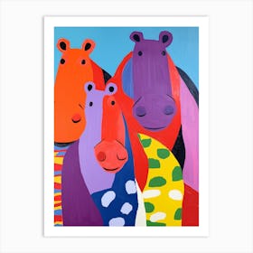 Colourful Kids Animal Art Hippopotamus 3 Art Print