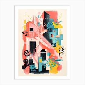 A House In Rome, Abstract Risograph Style 2 Art Print