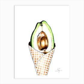 Avocado Ice Cream Kitchen llustration Art Print