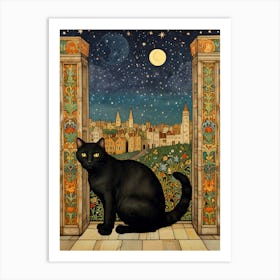 Cat In The Moonlight 3 Art Print