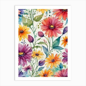 Watercolor Floral Pattern 2 Art Print