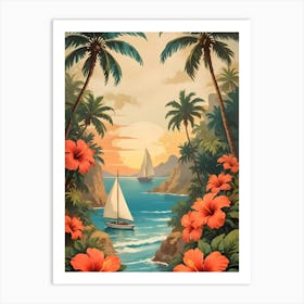 Tropical Beach Scene Art Print