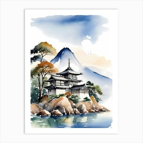 Japanese Landscape Watercolor Painting (61) 1 Art Print