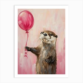 Cute Otter 3 With Balloon Art Print