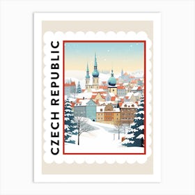 Retro Winter Stamp Poster Prague Czech Republic Art Print