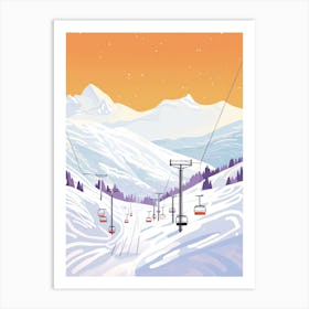 Val Thorens   France, Ski Resort Pastel Colours Illustration 1 Art Print