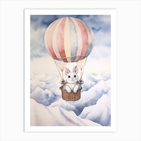 Baby Arctic Hare 1 In A Hot Air Balloon Art Print