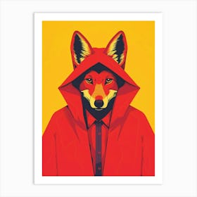 Red Wolf Art Nouveau 7 Art Print