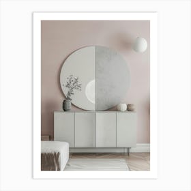 White And Pink Living Room Art Print