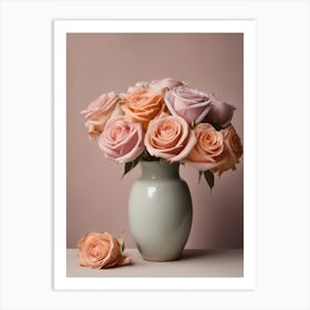 A Vase Of Pink Roses 96 Art Print