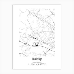 Ruislip,United Kingdom Minimalist Map Póster