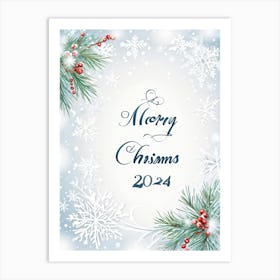 A Tasteful Composition Of Calligraphy Featuring The Text Merry Christmas 2024 Expertly Written In (5) Art Print