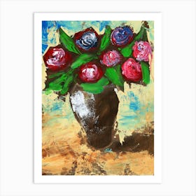 Seven Roses -floral painting flowers vertical Anton Maliar Art Print