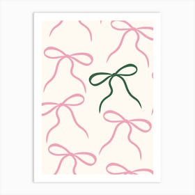 Pink and green Bows pretty Art Print