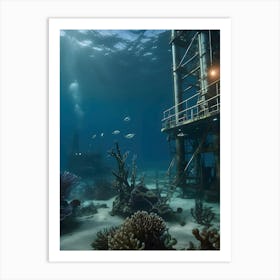 Underwater Oil Rig -Reimagined Art Print