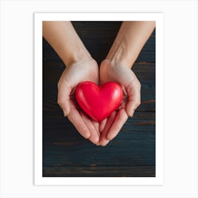 Red Heart In Hands Art Print