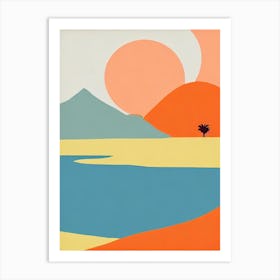 Sunset Beach California Midcentury Art Print