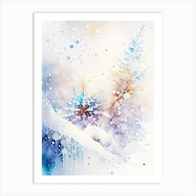 Falling, Snowflakes, Storybook Watercolours 4 Art Print