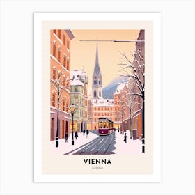 Vintage Winter Travel Poster Vienna Austria 1 Art Print