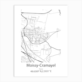 Moissy Cramayel,France Minimalist Map Art Print