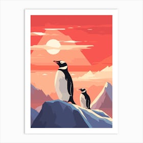 Penguins On Ice Art Print