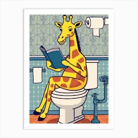 Giraffe Reading A Book 3 Art Print