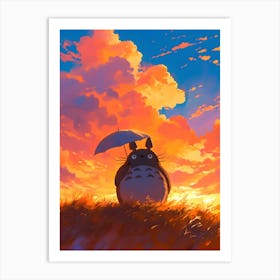 My Neighbor Totoro Totoro Sunset Art Print