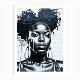 Graffiti Mural Of Beautiful Black Woman 83 Art Print