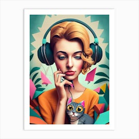 Girl Listening To Music 5 Art Print