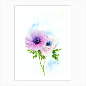 Anemone 2 Watercolour Flower Art Print