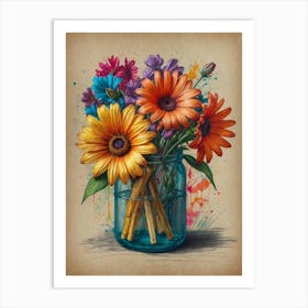 Flowers In A Jar Art Print