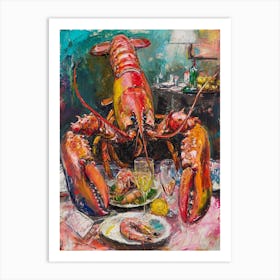 Kitsch Lobster Banquet Painting 1 Art Print
