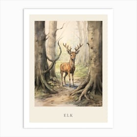 Beatrix Potter Inspired  Animal Watercolour Elk 4 Art Print