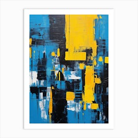 Abstract modern cityscape yellow and blue Art Print