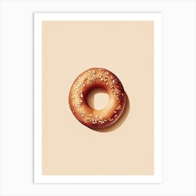 Pumpernickel Bagel Marker Art Art Print