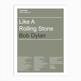 2iamfybob Dylan Like A Rolling Stone Base Copy Art Print