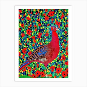 Pheasant Yayoi Kusama Style Illustration Bird Art Print