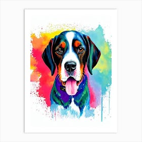 American English Coonhound Rainbow Oil Painting Dog Art Print