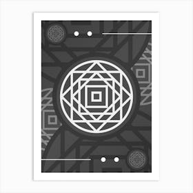 Abstract Geometric Glyph Array in White and Gray n.0076 Art Print