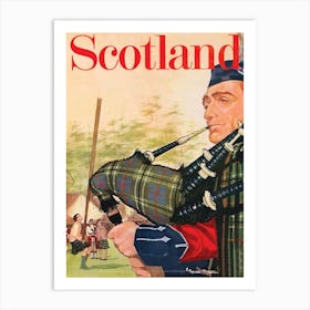 Scotland, Piper With His Instrument Art Print