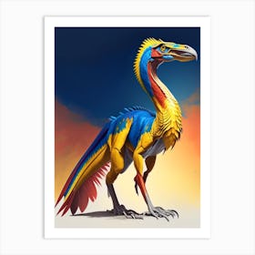 Deinonychus 1 Primary Colours Dinosaur Art Print