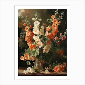 Baroque Floral Still Life Hollyhock 4 Art Print