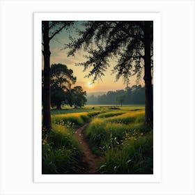 Sunset In The Meadow Art Print