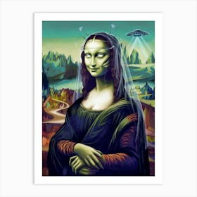 Alien Starlight Mona Lisa Art Print