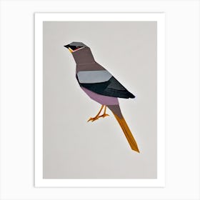Cedar Waxwing Origami Bird Art Print