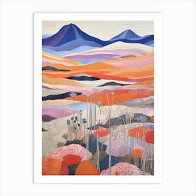 Skiddaw England Colourful Mountain Illustration Art Print