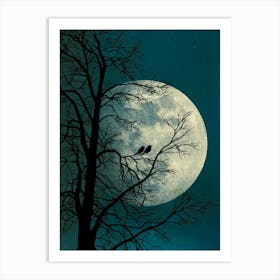 Full Moon With Birds Art Print